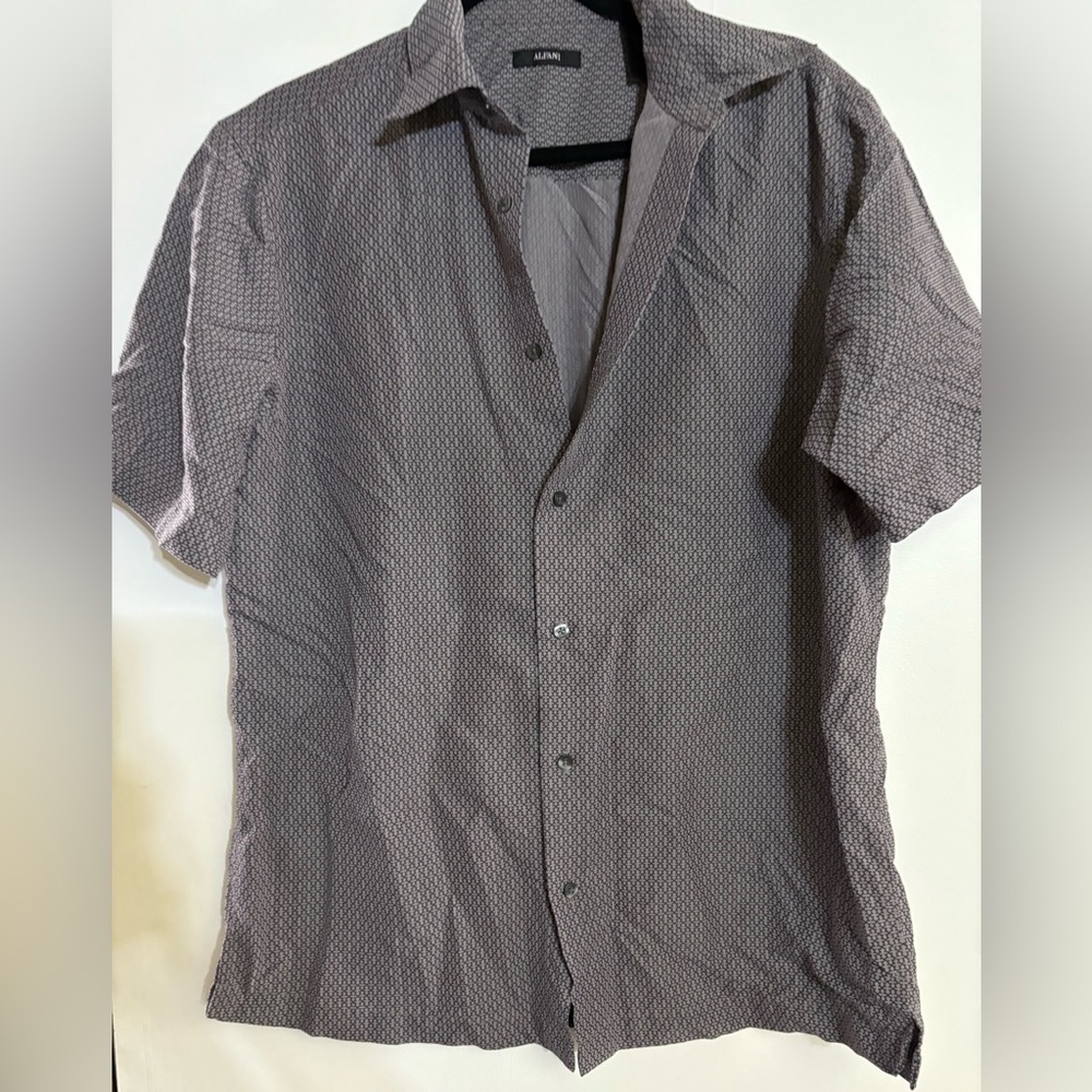 Alfani Men's Black and Gray Casual Button Down Shirt